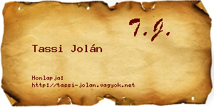 Tassi Jolán névjegykártya